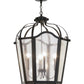 Meyda Lighting Citadel 29" 4-Light Textured Black Pendant Light With Clear Seeded Shade Glass