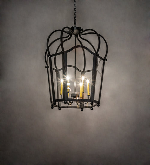 Meyda Lighting Citadel 32" 6-Light Blackwash Pendant Light With Clear Acrylic Shade