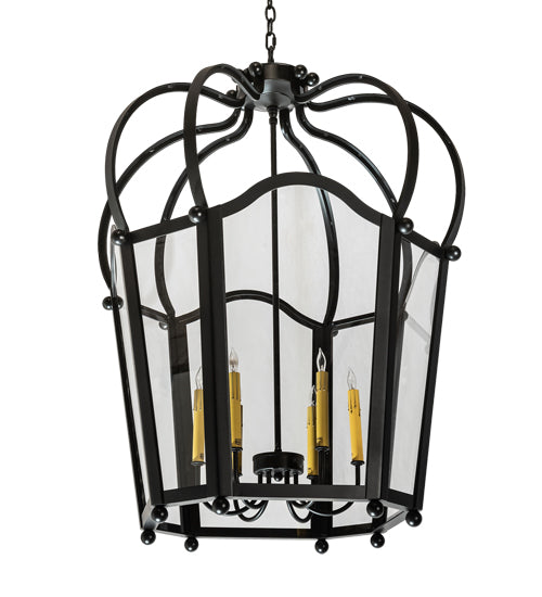 Meyda Lighting Citadel 32" 6-Light Blackwash Pendant Light With Clear Acrylic Shade