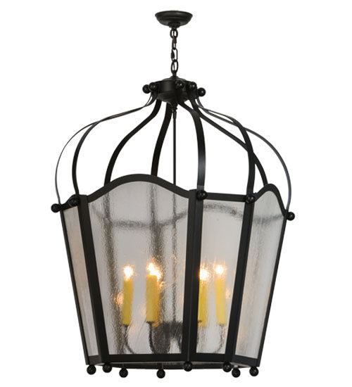 Meyda Lighting Citadel 32" 6-Light Blackwash Pendant Light With Clear Seeded Shade Glass