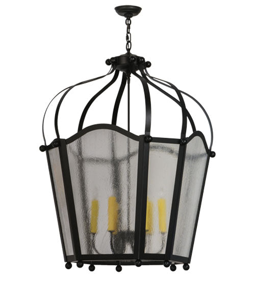 Meyda Lighting Citadel 32" 6-Light Blackwash Pendant Light With Clear Seeded Shade Glass