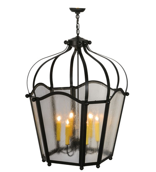Meyda Lighting Citadel 32" 6-Light Blackwash Pendant Light With Clear Seeded Shade Glass