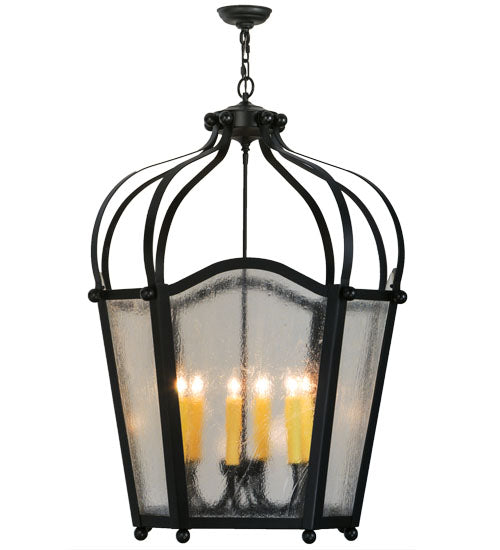 Meyda Lighting Citadel 32" 6-Light Blackwash Pendant Light With Clear Seeded Shade Glass