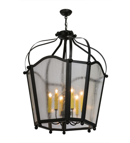 Meyda Lighting Citadel 32" 6-Light Blackwash Pendant Light With Clear Seeded Shade Glass