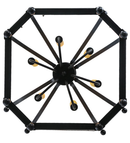 Meyda Lighting Citadel 32" 6-Light Blackwash Pendant Light With Clear Seeded Shade Glass