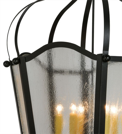 Meyda Lighting Citadel 32" 6-Light Blackwash Pendant Light With Clear Seeded Shade Glass
