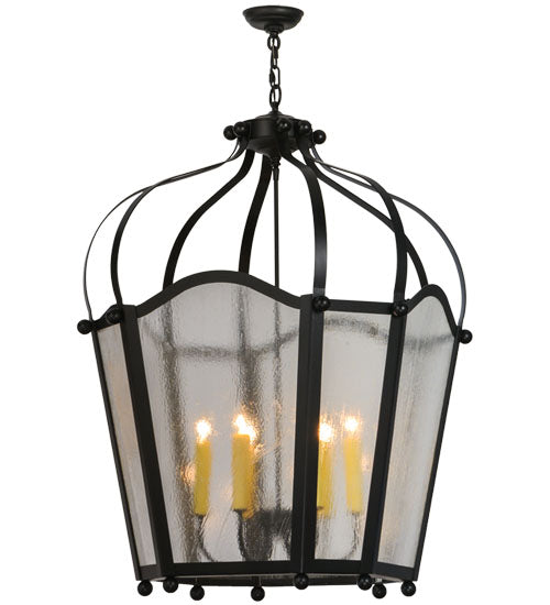 Meyda Lighting Citadel 32" 6-Light Blackwash Pendant Light With Clear Seeded Shade Glass
