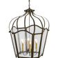 Meyda Lighting Citadel 32" 6-Light Organic Rust Pendant Light With Clear Seeded Shade Glass