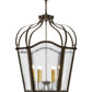Meyda Lighting Citadel 32" 6-Light Organic Rust Pendant Light With Clear Seeded Shade Glass