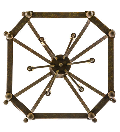 Meyda Lighting Citadel 32" 6-Light Organic Rust Pendant Light With Clear Seeded Shade Glass
