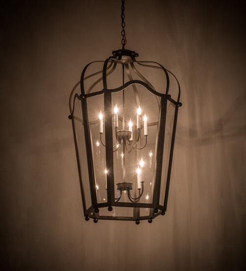 Meyda Lighting Citadel 33" 10-Light Oil Rubbed Bronze Pendant Light With Clear Crystal Idalight Shade Glass