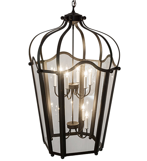 Meyda Lighting Citadel 33" 10-Light Oil Rubbed Bronze Pendant Light With Clear Crystal Idalight Shade Glass