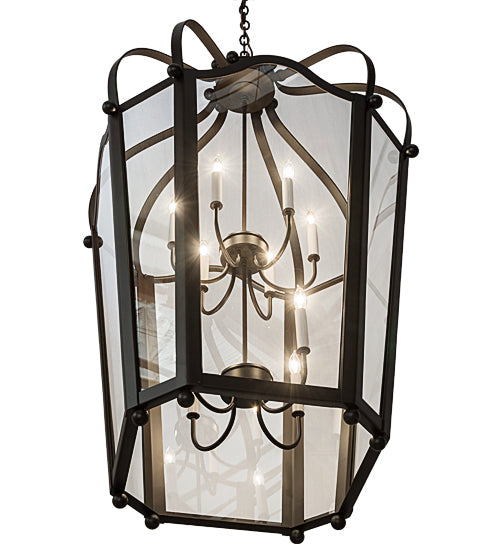 Meyda Lighting Citadel 33" 10-Light Oil Rubbed Bronze Pendant Light With Clear Crystal Idalight Shade Glass