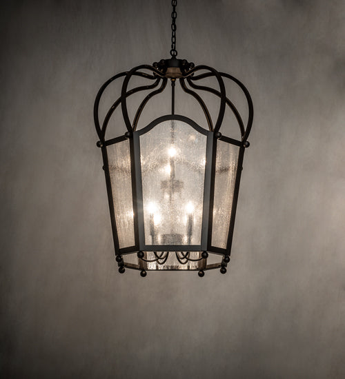 Meyda Lighting Citadel 33" 10-Light Oil Rubbed Bronze Pendant Light With Clear Seeded Shade Glass