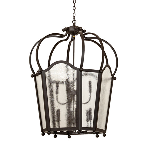 Meyda Lighting Citadel 33" 10-Light Oil Rubbed Bronze Pendant Light With Clear Seeded Shade Glass