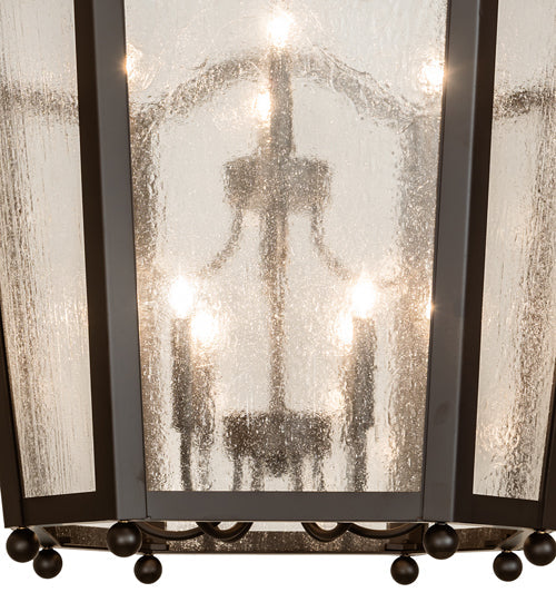 Meyda Lighting Citadel 33" 10-Light Oil Rubbed Bronze Pendant Light With Clear Seeded Shade Glass
