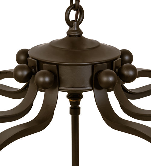 Meyda Lighting Citadel 33" 10-Light Oil Rubbed Bronze Pendant Light With Clear Seeded Shade Glass