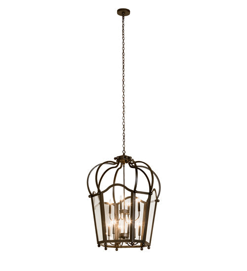 Meyda Lighting Citadel 33" 10-Light Oil Rubbed Bronze Pendant Light With Clear Shade Glass