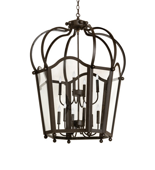 Meyda Lighting Citadel 33" 10-Light Oil Rubbed Bronze Pendant Light With Clear Shade Glass