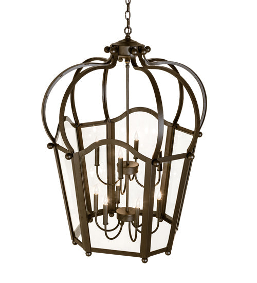 Meyda Lighting Citadel 33" 10-Light Oil Rubbed Bronze Pendant Light With Clear Shade Glass