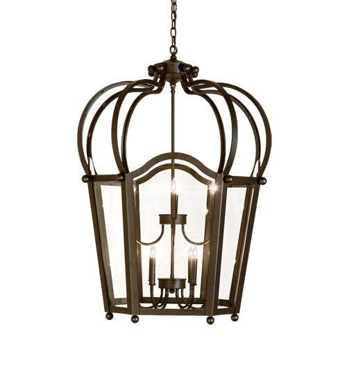 Meyda Lighting Citadel 33" 10-Light Oil Rubbed Bronze Pendant Light With Clear Shade Glass