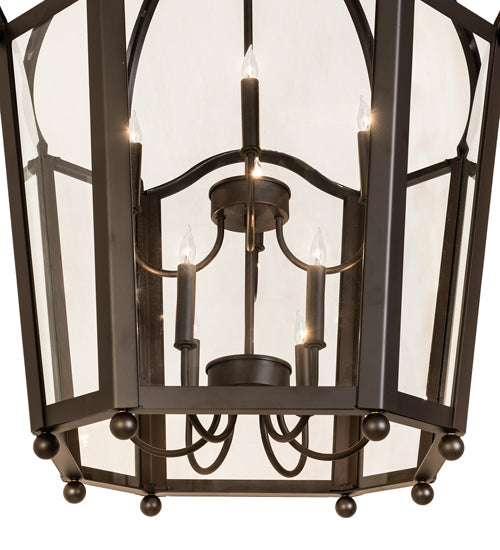 Meyda Lighting Citadel 33" 10-Light Oil Rubbed Bronze Pendant Light With Clear Shade Glass
