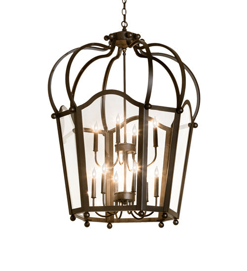 Meyda Lighting Citadel 33" 10-Light Oil Rubbed Bronze Pendant Light With Clear Shade Glass