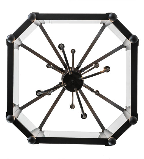 Meyda Lighting Citadel 33" 10-Light Textured Black Pendant Light With Clear Crystal Idalight Shade Glass