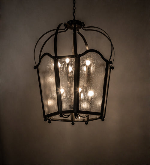 Meyda Lighting Citadel 33" 10-Light Timeless Bronze Pendant Light With Rainstone Idalight Shade