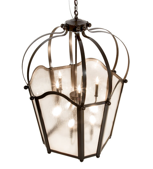 Meyda Lighting Citadel 33" 10-Light Timeless Bronze Pendant Light With Rainstone Idalight Shade