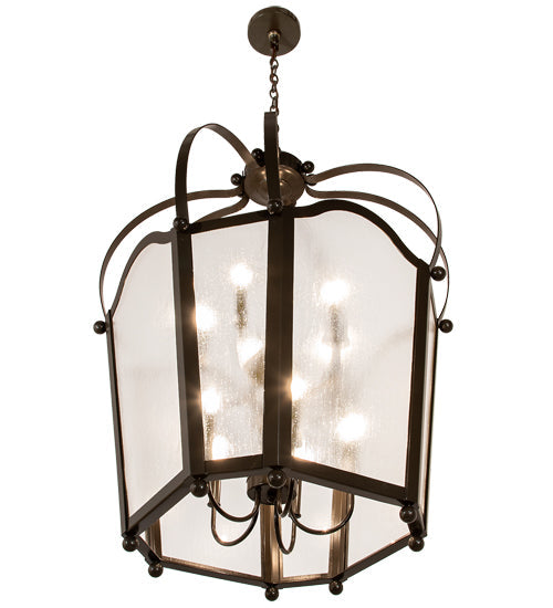 Meyda Lighting Citadel 33" 10-Light Timeless Bronze Pendant Light With Rainstone Idalight Shade