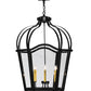 Meyda Lighting Citadel 33" 6-Light Blackwash Pendant Light With White Clear Crystal Idalight Shade