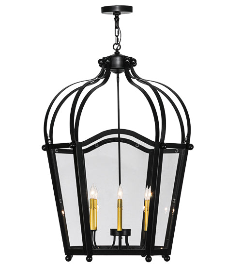 Meyda Lighting Citadel 33" 6-Light Blackwash Pendant Light With White Clear Crystal Idalight Shade