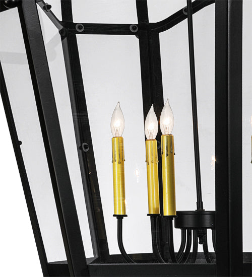 Meyda Lighting Citadel 33" 6-Light Blackwash Pendant Light With White Clear Crystal Idalight Shade