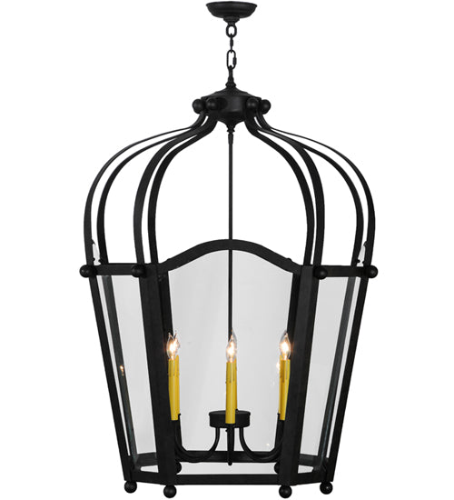 Meyda Lighting Citadel 33" 6-Light Chestnut Pendant Light With Clear Shade Glass