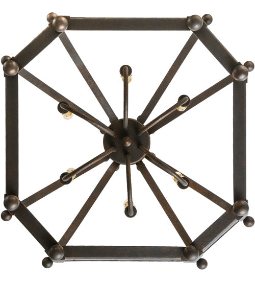 Meyda Lighting Citadel 33" 6-Light Gilded Tobacco Pendant Light With Clear Seeded Shade Glass