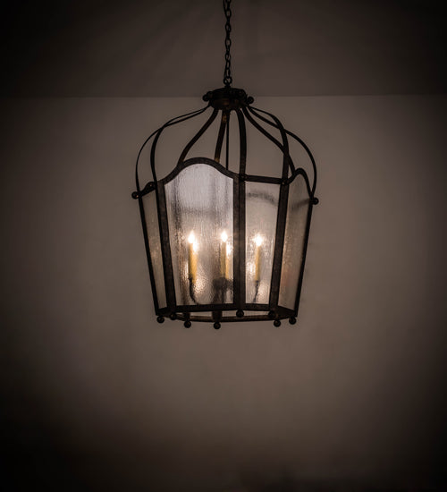Meyda Lighting Citadel 33" 6-Light Golden Bronze Pendant Light With Clear Seeded Shade Glass
