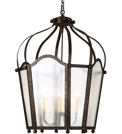 Meyda Lighting Citadel 33" 6-Light Golden Bronze Pendant Light With Clear Seeded Shade Glass