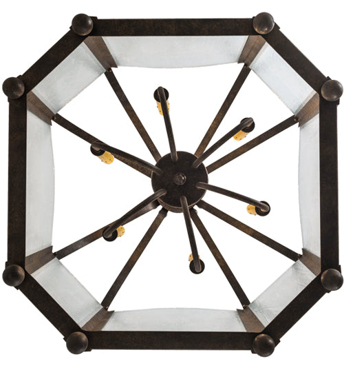 Meyda Lighting Citadel 33" 6-Light Golden Bronze Pendant Light With Clear Seeded Shade Glass