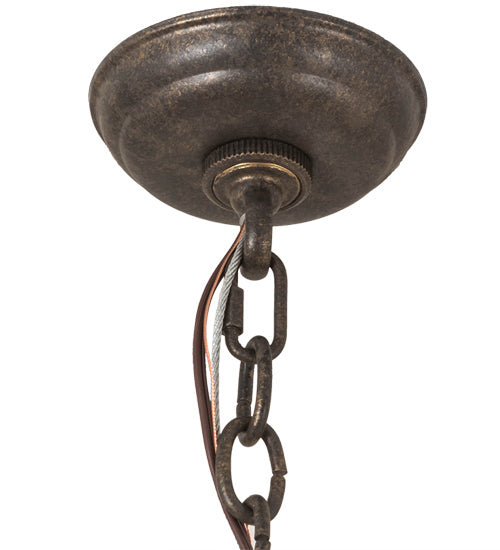 Meyda Lighting Citadel 33" 6-Light Golden Bronze Pendant Light With Clear Seeded Shade Glass