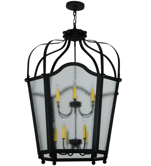 Meyda Lighting Citadel 34" 12-Light Blackwash Pendant Light With Rainstone Idalight Shade Glass