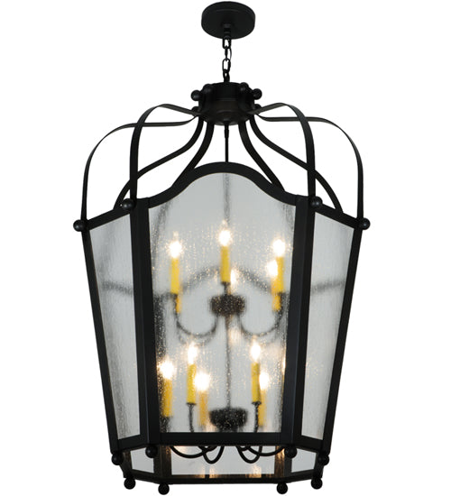 Meyda Lighting Citadel 34" 12-Light Blackwash Pendant Light With Rainstone Idalight Shade Glass