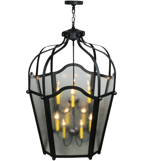 Meyda Lighting Citadel 34" 12-Light Blackwash Pendant Light With Rainstone Idalight Shade Glass