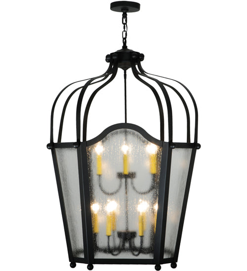 Meyda Lighting Citadel 34" 12-Light Blackwash Pendant Light With Rainstone Idalight Shade Glass