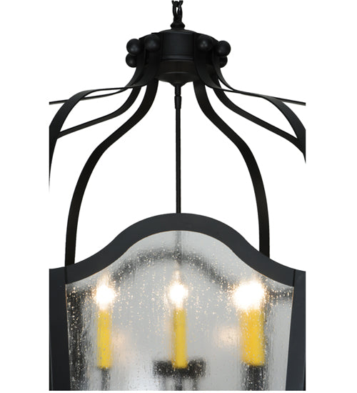 Meyda Lighting Citadel 34" 12-Light Blackwash Pendant Light With Rainstone Idalight Shade Glass