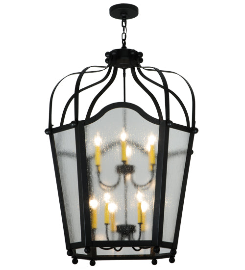 Meyda Lighting Citadel 34" 12-Light Blackwash Pendant Light With Rainstone Idalight Shade Glass
