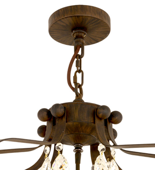 Meyda Lighting Citadel 35" 12-Light Classic Rust Pendant Light With Clear Shade Glass