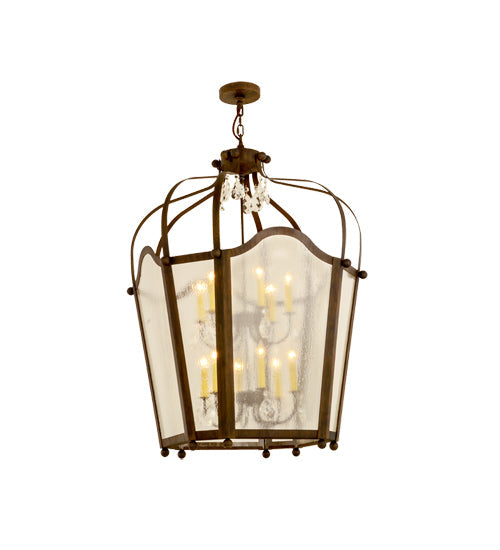 Meyda Lighting Citadel 35" 12-Light Classic Rust Pendant Light With Clear Shade Glass