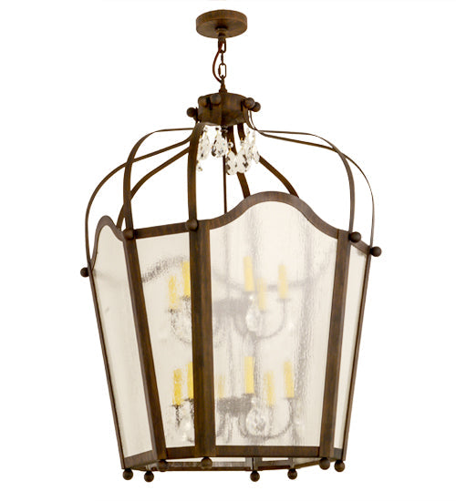 Meyda Lighting Citadel 35" 12-Light Classic Rust Pendant Light With Clear Shade Glass