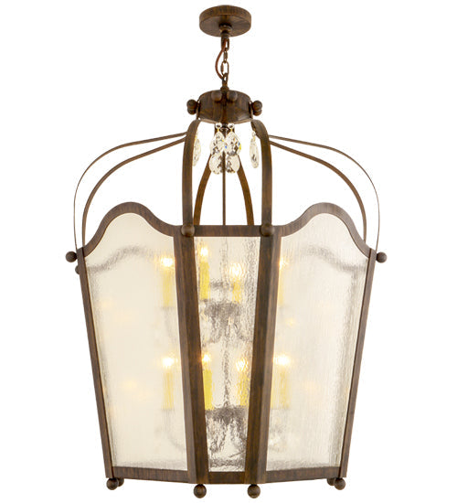 Meyda Lighting Citadel 35" 12-Light Classic Rust Pendant Light With Clear Shade Glass